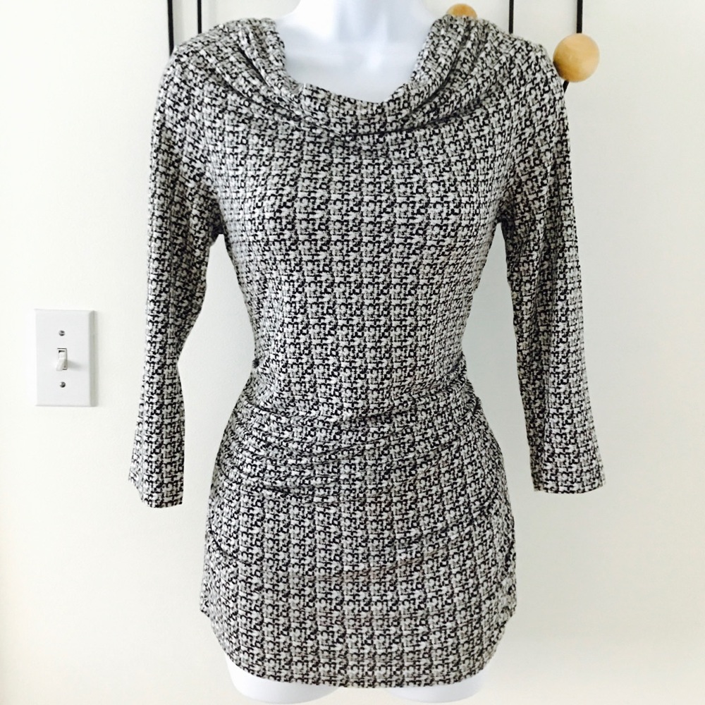 Rose & Olive cowl neck side shirred 3/4 sleeve top